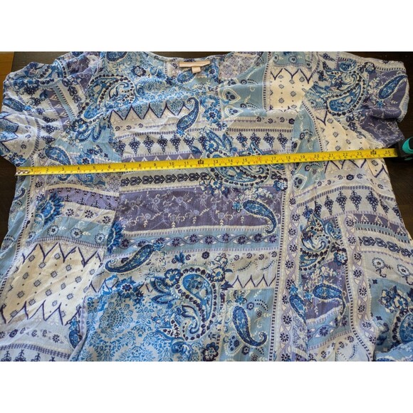 Woman Within Maxi Dress Size 1X 22/24 Blue Paisley Patchwork Boho Rayon Crinkle - Picture 8 of 8